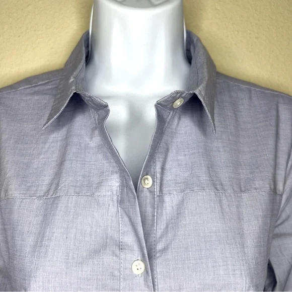 J CREW Blue Tie-Waist Shirtdress in End-On-End Cotton - J5419 - Sz 0 - Picture 6 of 13